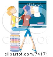 Poster, Art Print Of Pretty Home Maker Hanging Laundry In A Closet