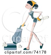 Royalty Free RF Clipart Illustration Of A Pretty Home Maker Vacuuming