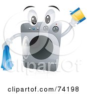 Poster, Art Print Of Front Loader Washing Machine Character With Detergent