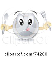 Hungry Plate Character Holding Silverware