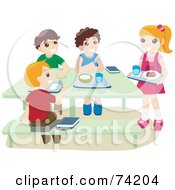 Poster, Art Print Of School Children Eating Hot Lunches In A Cafeteria