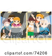 Poster, Art Print Of Friendly School Bus Driver And Students Waving