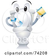 Toilet Character Pouring In Cleanser