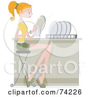 Pretty Home Maker Drying Her Dishes