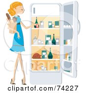 Poster, Art Print Of Pretty Home Maker Putting Groceries In A Fridge