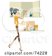 Poster, Art Print Of Pretty Home Maker Putting Away Groceries