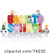 Poster, Art Print Of School Children Playing On Back To School Text