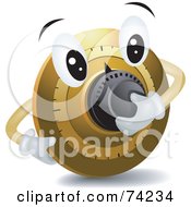 Royalty Free RF Clipart Illustration Of A Combination Lock Character Turning Its Nose by BNP Design Studio