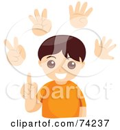 Royalty Free RF Clipart Illustration Of A Boy Counting With His Fingers Shown With Extra Hands
