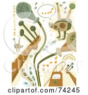 Poster, Art Print Of Digital Collage Of Green And Brown Music Doodles