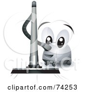 Royalty Free RF Clipart Illustration Of A Friendly Vacuum Cleaner Character Vacuuming