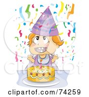 Poster, Art Print Of Happy Baby With A Birthday Cake