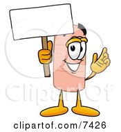 Bandaid Bandage Mascot Cartoon Character Holding A Blank Sign
