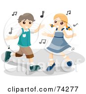 Poster, Art Print Of Boy And Girl Dancing With Music Notes