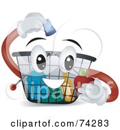 Royalty Free RF Clipart Illustration Of A Shopping Basket Inserting Products by BNP Design Studio