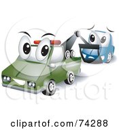 Tow Truck Character Towing A Car
