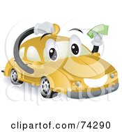 Poster, Art Print Of Yellow Car Character Saving Money