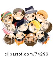 Poster, Art Print Of Group Of Happy Children In A Huddle Looking Up