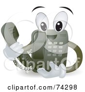 Poster, Art Print Of Friendly Telephone Character Holding The Receiver