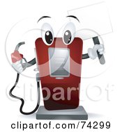 Poster, Art Print Of Gas Pump Character Holding A Blank Sign