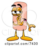 Clipart Picture Of A Bandaid Bandage Mascot Cartoon Character Whispering And Gossiping