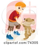 Royalty Free RF Clipart Illustration Of A Boy Dancing With His Puppy