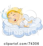 Poster, Art Print Of Drooling Baby Sleeping On A Cloud