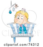 Poster, Art Print Of Blond Baby Under A Mobile In A Crib