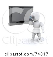 Poster, Art Print Of 3d White Character Filming By A Tv
