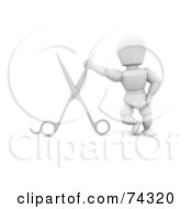 Royalty Free RF Clipart Illustration Of A 3d White Character Barber With Shears