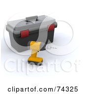 Royalty Free RF Clipart Illustration Of A 3d Drill By A Tool Box