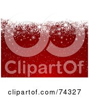 Poster, Art Print Of Red Christmas Background Of With Falling Snow And White Snowflakes