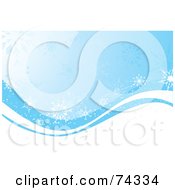 Poster, Art Print Of Blue Christmas Background Of Waves With Snowflakes