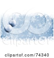 Poster, Art Print Of Blue Wintry Christmas Background With Snowflakes And Blue Baubles