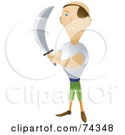 Poster, Art Print Of Male Pirate Holding Up A Sword