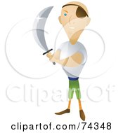 Royalty Free RF Clipart Illustration Of A Male Pirate Holding Up A Sword