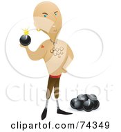 Royalty Free RF Clipart Illustration Of A Tough Pirate With A Stash Of Bombs