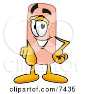 Clipart Picture Of A Bandaid Bandage Mascot Cartoon Character Pointing At The Viewer
