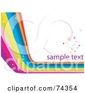 Colorful Rainbow Curve With Sparkles And Sample Text On White