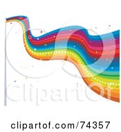 Royalty Free RF Clipart Illustration Of A Sparkly Rainbow Flag Waving