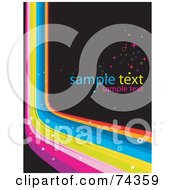 Royalty Free RF Clipart Illustration Of A Colorful Rainbow Curve With Sparkles And Sample Text On Black