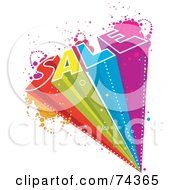 Royalty Free RF Clipart Illustration Of The Colorful Word SALE Shooting Over White With Splatters
