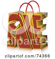 Poster, Art Print Of Red And Yellow Sale Word Shopping Bag With A Blank Tag