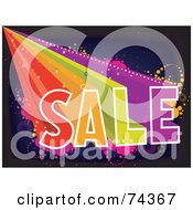 Royalty Free RF Clipart Illustration Of A Colorful Sale Burst On Dark Blue With Grunge Dots