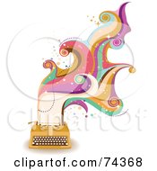 Royalty Free RF Clipart Illustration Of Magical Waves Rising From A Typewriter With Sample Text
