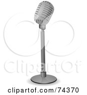Royalty Free RF Clipart Illustration Of A Retro Styled Silver Microphone On A Stand