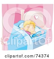 Poster, Art Print Of Blond Baby Girl Sleeping In A Canopy Bed