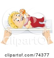 Royalty Free RF Clip Art Illustration Of A Blond Baby Being Measured For Length