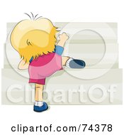 Poster, Art Print Of Blond Baby Crawling Up Stairs