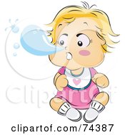 Poster, Art Print Of Blond Baby Blowing A Snot Bubble Out Of Her Nose